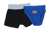 2 set - Černé boxerky + modré slipy s obrázkem 