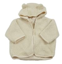 Smotanová huňatá podšitá prepínaci mikina s kapucňou H&M