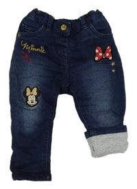 Tmavomodré podšité skinny rifle s Minnie C&A
