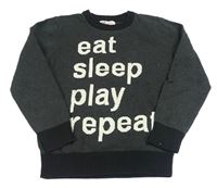 Tmavošedo-čierny sveter s nápisom H&M