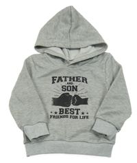 Sivá melírovaná mikina s nápisom a kapucňou