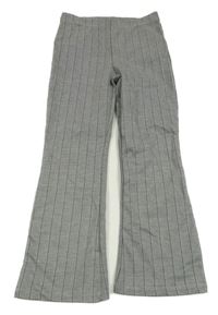 Sivé pruhované flare nohavice