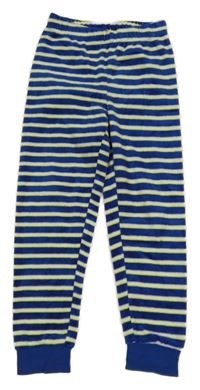 Tmavomodro-bílo-žluté pruhované sametové pyžamové kalhoty Impidimpi