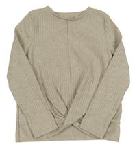 Béžové rebrované úpletové tričko s uzlom C&A