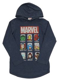 Tmavomodré triko s Marvel a kapucí Next
