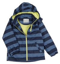 Tmavomodrá pruhovaná šusťáková jarní bunda s kapucí tcm