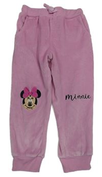 Růžové sametové tepláky s Minnie Disney