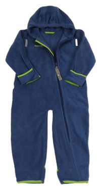 Tmavomodrá fleecová kombinéza s kapucí 