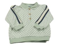 Mintovo-biela ľahká kockovaná mikina s pruhom George