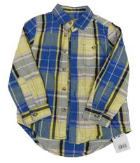 Nové - žluto-modrá kostkovaná košile Mothercare