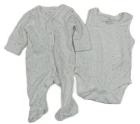 2 set - bílý overal s hvězdičkami + body Next