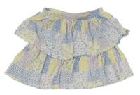 Bielo-lila-modro-žltá vzorovaná vrstvená sukňa dunnes