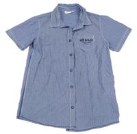 Modro-bílá pruhovaná košile s nápisem kids