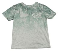 Zeleno-biele melírované tričko s palmami a nápisom Primark