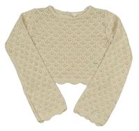 Smotanový perforovaný crop sveter H&M