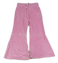 Růžové plyšové flare tepláky s motýlky M&S
