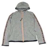 Sivá melírovaná prepínaci športová mikina s nápismi a kapucňou H&M