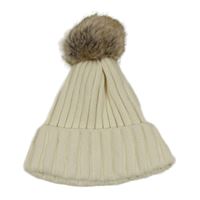 Biela rebrovaná čapica s brmbolcom H&M