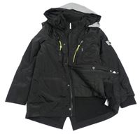 Čierna šušťáková zimná bunda s kapucňou