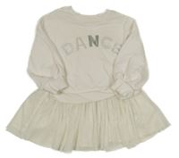 Smotanové teplákové šaty s nápisom a tylovou sukní M&S