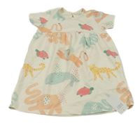 Nové - Smotanové šaty so zvieratkami George