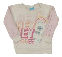 Bielo-ružová mikina s nápisy - Hej Hafí George