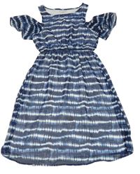 Tmavomodro-biele pruhované šifónové šaty s odhalenými rameny Y.F.K.