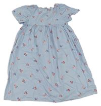 Bielo-modré pruhované kvetované šaty H&M
