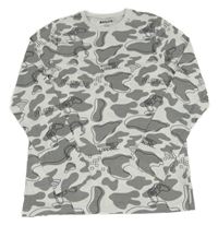 Bílo-šedé army pyžamové triko s ovladači 