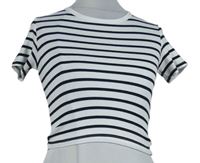 Dámksé bílo-černé pruhovné crop tričko Pull & Bear