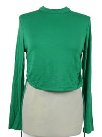 Nové - Dámske zelené crop tričko s volnými zády H&M