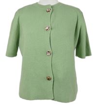 Dámská světlezelená žebrová propínací svetrová vesta 