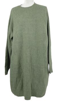 Dámské světlekhaki svetrové šaty M&S