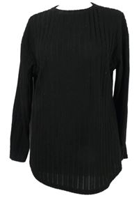 Dámské černé žebrované úpletové triko Shein 