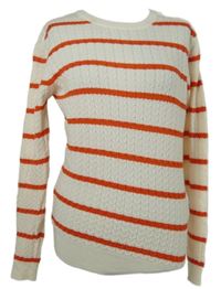 Dámská bílo-červený pruhovaný vzorovaný svetr Papaya 