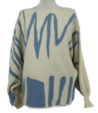 Dámský béžovo-modrý vzorovaný svetr Shein 