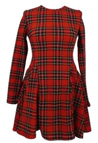 Dámske červené kockované šaty Shein