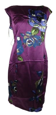 Nové - Dámské purpurové květované saténové pouzdrové šaty Coast 