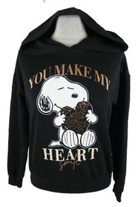Dámská černá mikina se Snoopym a kapucí 