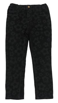 Čierne kvetinové plátenné nohavice Zara