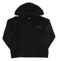 Čierna crop mikina s logom a kapucňou Only