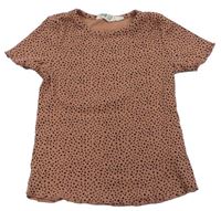 Růžové žebrované tričko s flíčky H&M