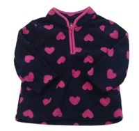 Tmavomodrá fleecová mikina so srdiečkami Mothercare
