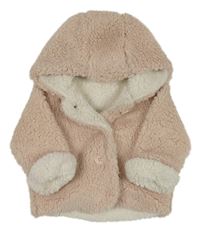 Světlerůžová huňatá zateplená bunda s kapucí Matalan