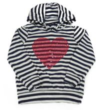 Tmavomodro-biela pruhovaná mikina so srdiečkom a kapucňou George