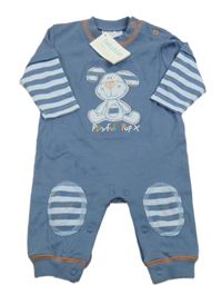 Nové - Modrý overal s prúžkami s psíkom