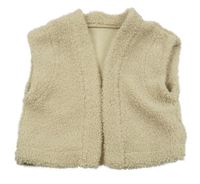 Béžová huňatá vesta Hema