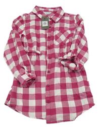 Nové - Rubínovo-bílé kostkované propínací šaty Primark