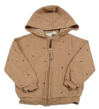 Béžová prepínaci mikina so srdiečkami a kapucňou H&M