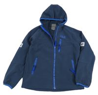 Tmavomodrá softshellová bunda kapucí Jack Wolfskin